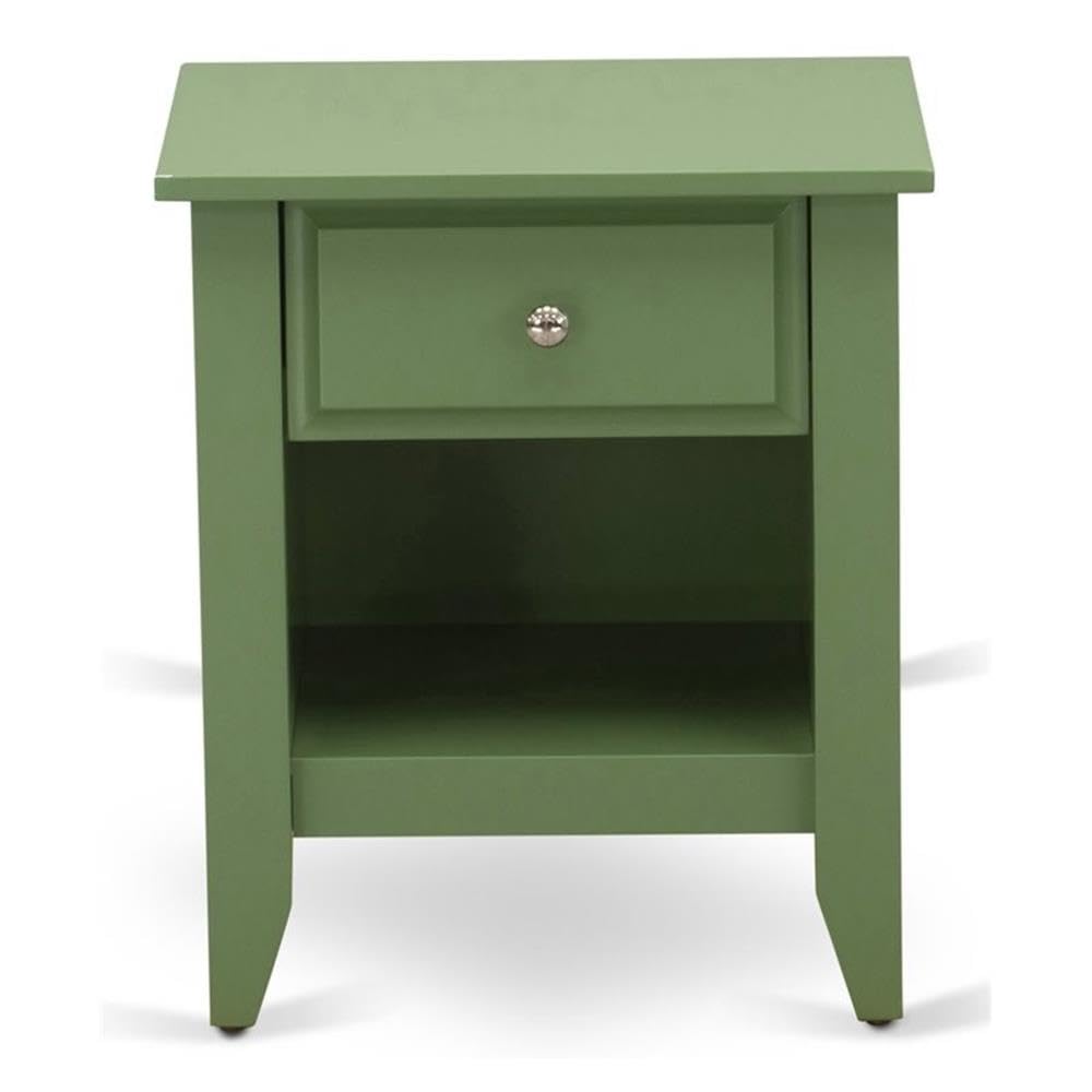 East West Furniture GA-12-ET Gallatin Night Stand - Rectangle Bedside Table with a Drawer for Bedroom, 18x21 Inch Inch, Clover Green
